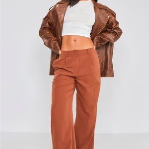 PLT Chocolate Peach Skin- Straight leg pants